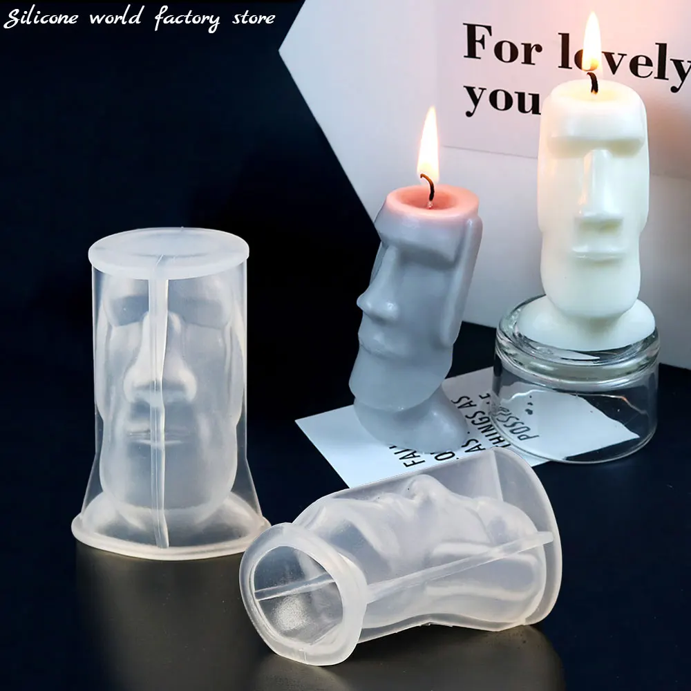 Silicone World DIY Easter Island Giant Candle Silicone Mold Portrait Scented Candle Plaster Mold Home Decoration Mold Ornament