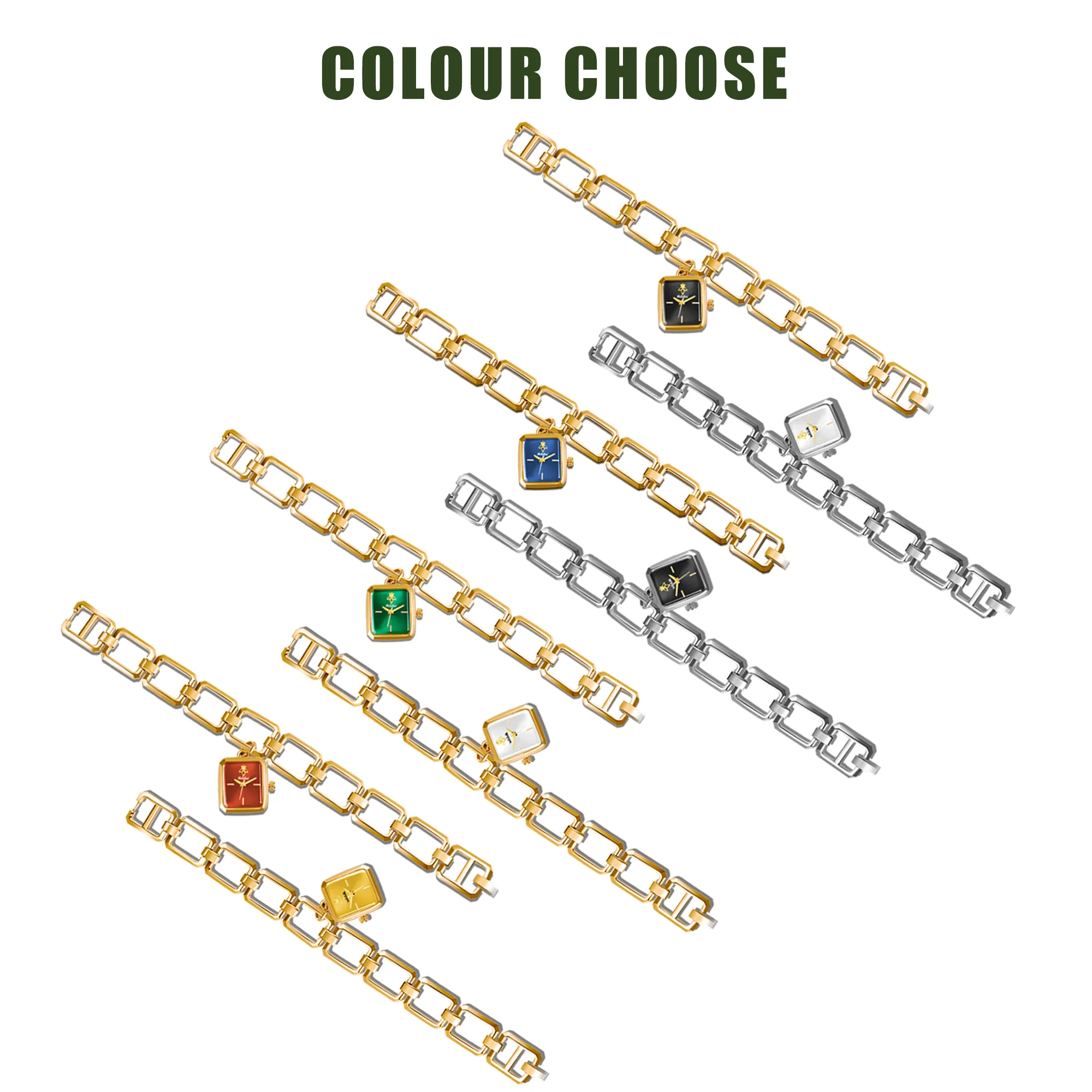 Reloj de pulsera para mujer YaLaLuSi, plateado, pequeño, cuadrado, con esfera hueca grande, brazalete de eslabones cuadrados, minimalista, de cuarzo, con caja de regalo
