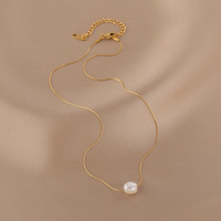 316L Stainless Steel New Fashion Fine Jewelry Natural Freshwater Pearl Charms Chain Choker Necklaces & Pendant For Women
