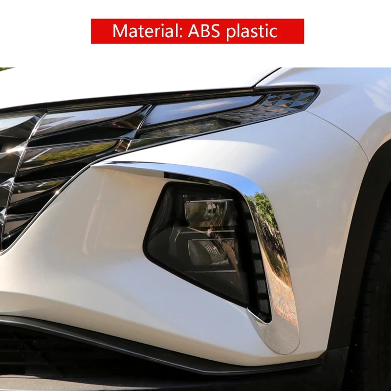 For Hyundai Tucson Nx4 2021 - 2024 2pcs Front Fog Lamp Eyebrows Stickers Abs Carbon Fiber Auto Accessories Exteriors Decorations