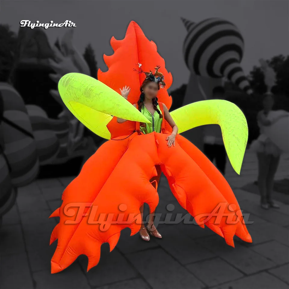 Attractive Parade Performance Wearable Inflatable Leaf Costume Walking Blow Up Plant Suit With Vines For Event Show