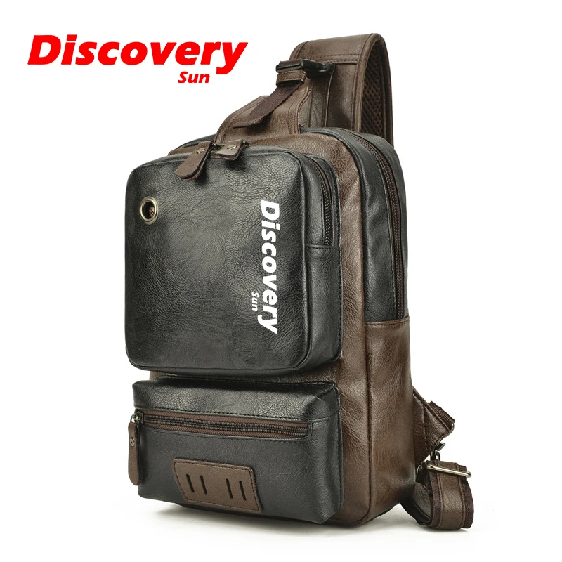 DISCOVERY-SUN Men\'s Shoulder Bag Multi functional USB Messenger Bag Large Capacity Waterproof Travel Bag Fashion Chest Bag