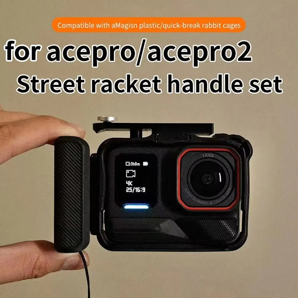 3D Printing Action Camera Grip Handle Plastic Shutter Button Camera Handle Expand Adapter Quick Release for Insta360 Ace Pro 2