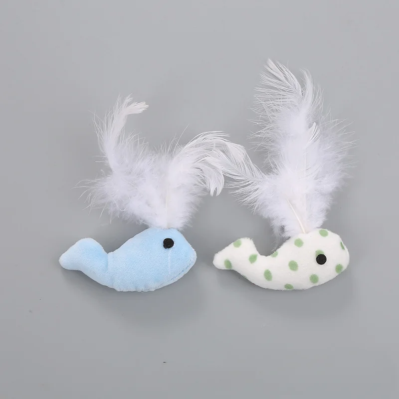 Pet Supplies Toy Super Soft Plush Whale With Feathers Cat Interactive Play Cat Toy