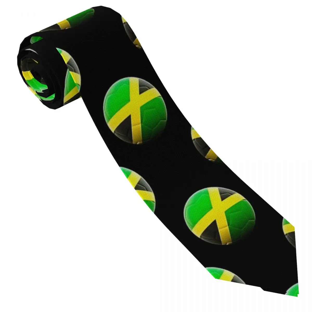 Cravatta con bandiera giamaicana Bandiera della pallone da calcio della Giamaica Cravatte per feste cosplay Cravatte da uomo alla moda retrò Accessori Cravatta con colletto di qualità