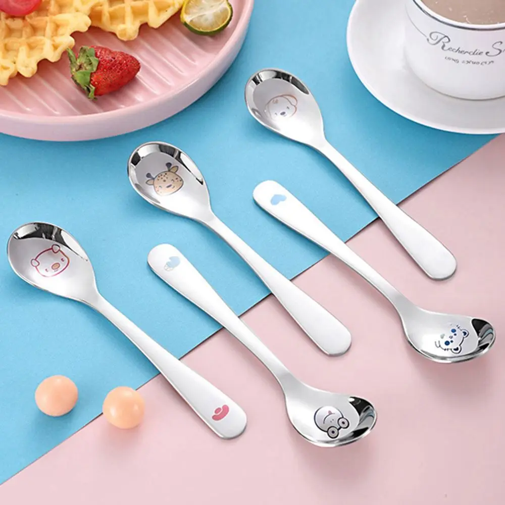 Cute Creative Dessert Spoons Children Tea Spoon Kids Learning Baby Utensil Tableware Dinnerware Spoon