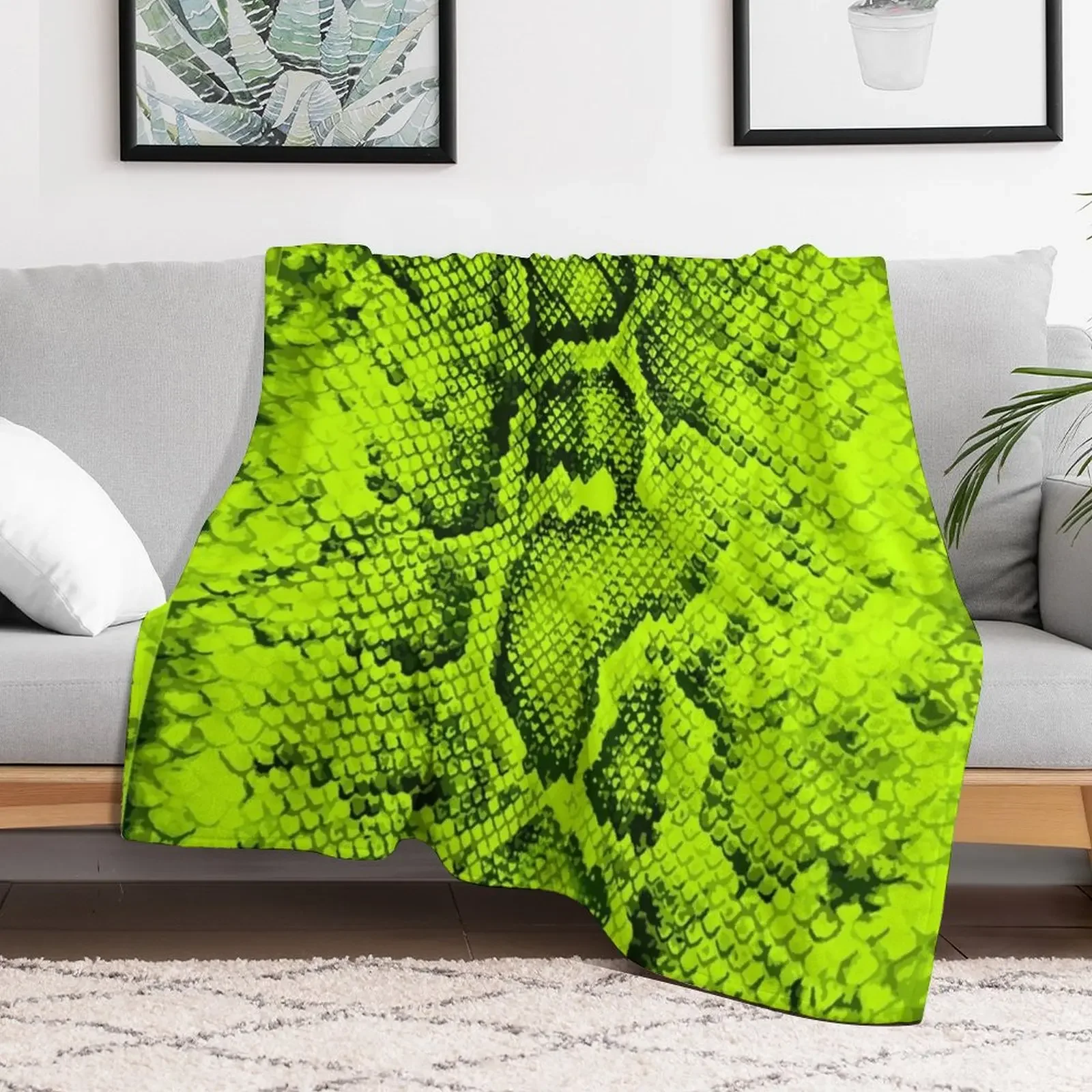 Lime Snakeskin Throw Blanket Multi Purpose Soft Warm Blanket for Home Travel