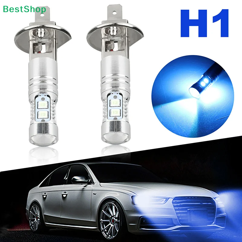 ★2Pcs H1 LED Auto Headlight Bulbs 8000K 100W Ice Blue Super Bright Car Fog Lights