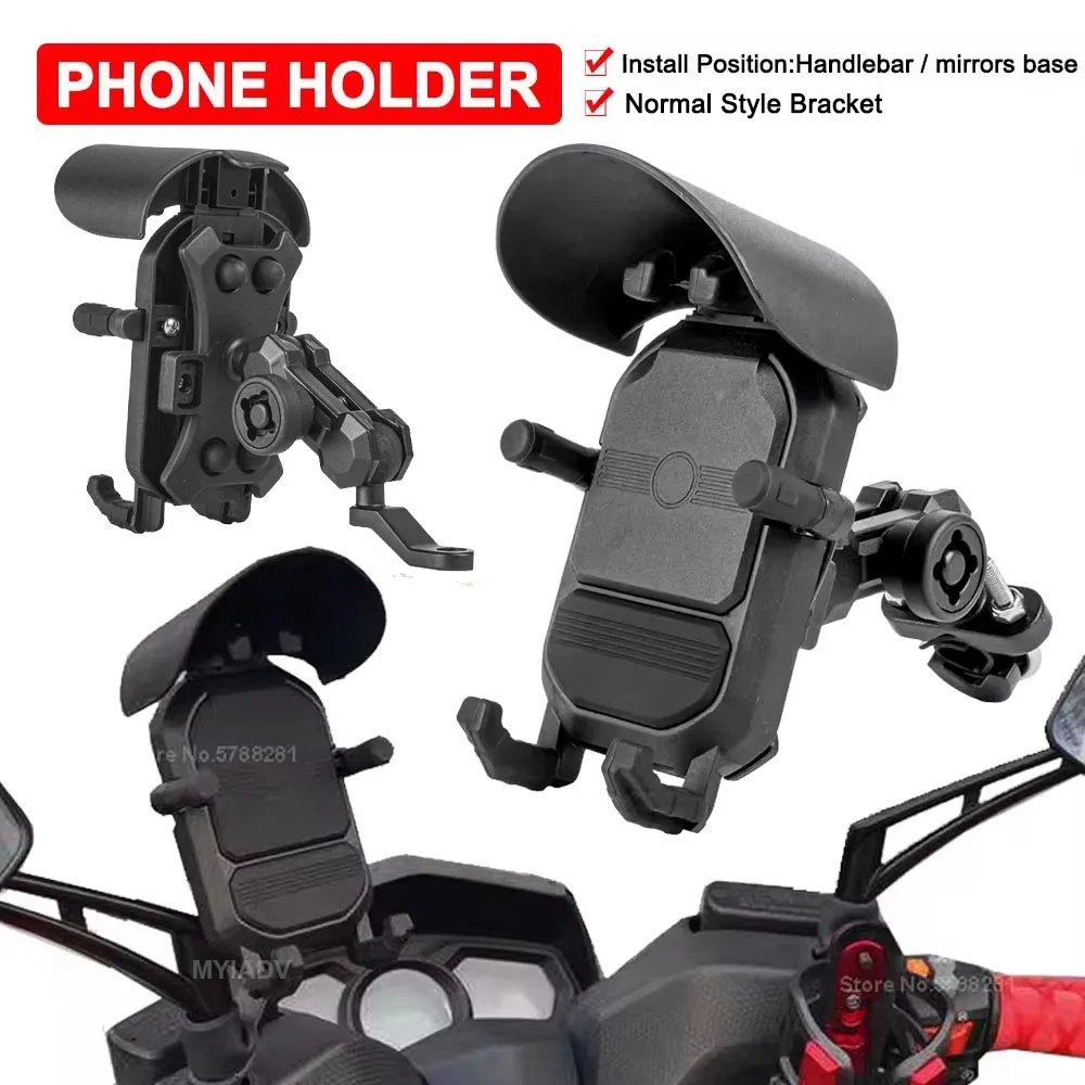 Motorcycle Cell Phone Holder Mount Bracket With Hat Cover Universal Mobile Phone Cradle For Scooter Bike 19mm-33mm Handle Bar