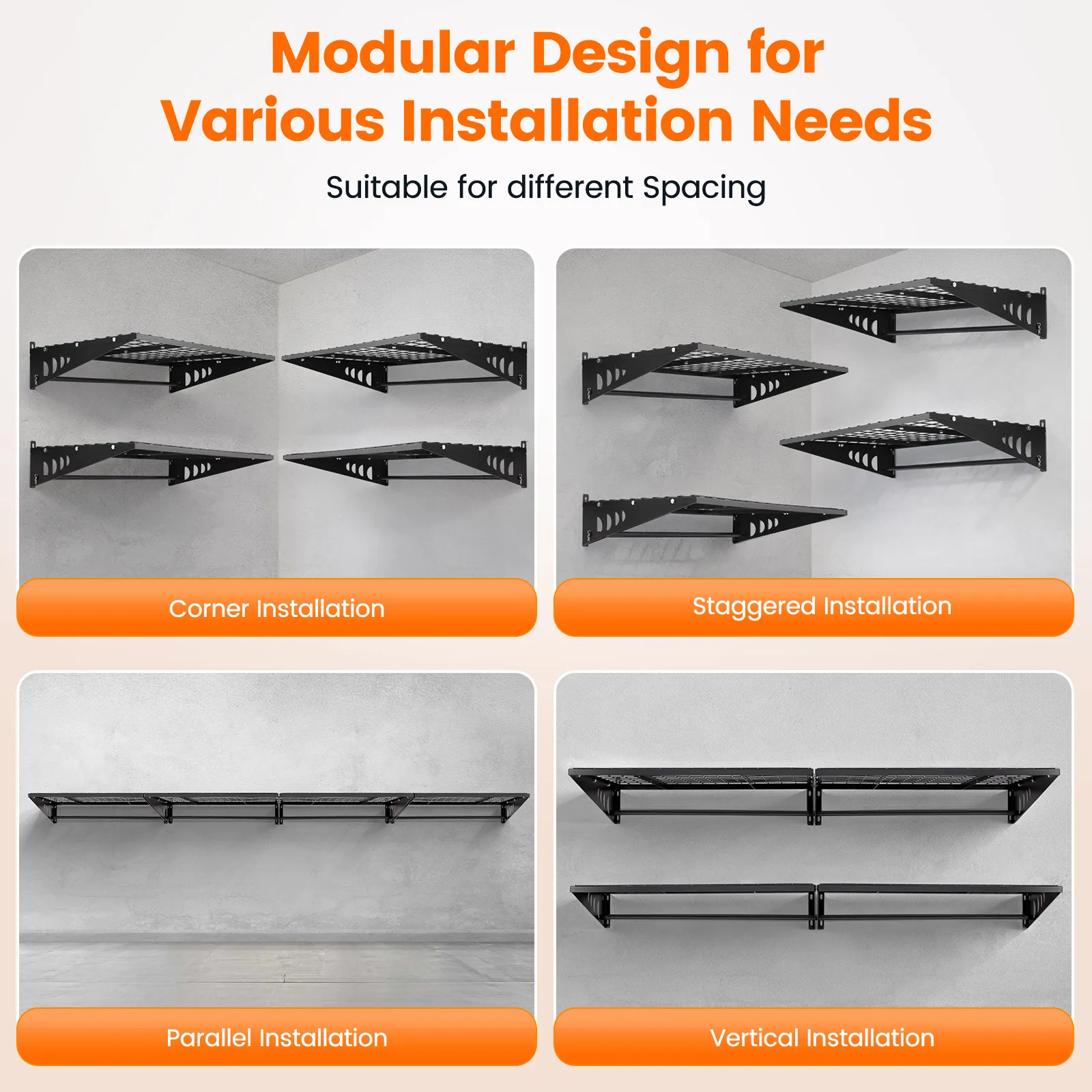 2 Layers Garage Storage Rack Wall Mounted Heavy Duty Shelf Hand Power Mobile Tool Organizer Rack Electric Drill Holder