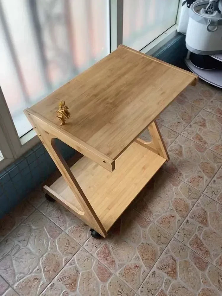 

Бамбуковый съемный журнальный столик с полкой на колесах для гостиной, боковой шкаф, диван-кровать, тумбочка