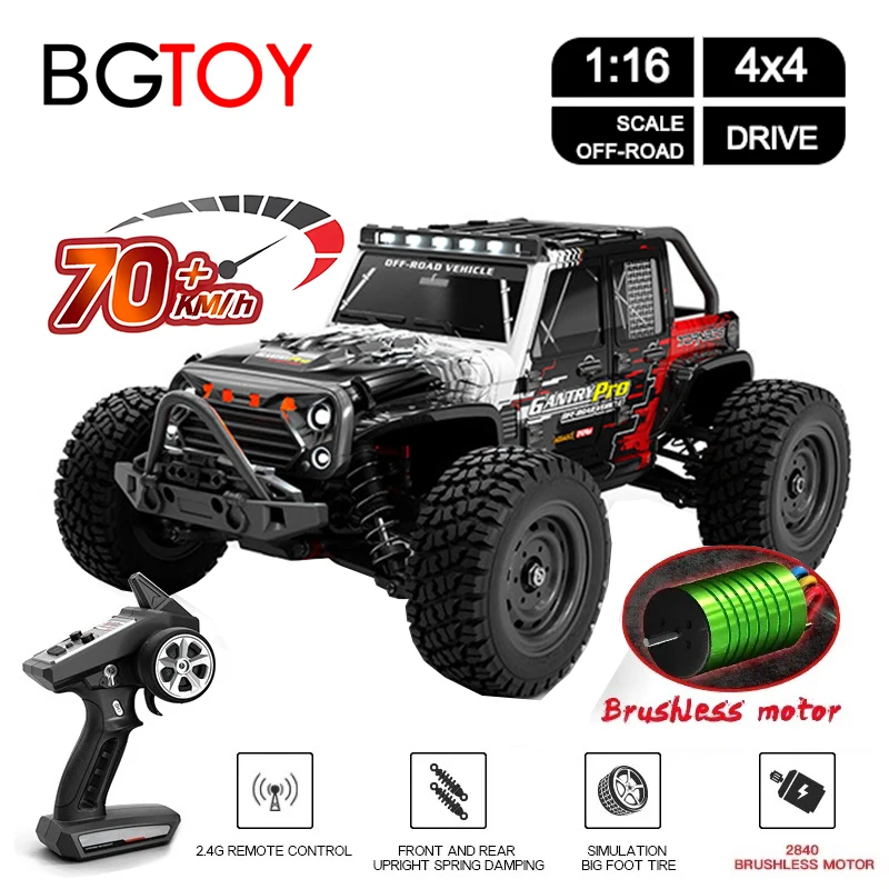 

BGTOY 16101 Pro 70km/H 1:16 4WD RC Car With LED Remote Control Car High Speed Drift Monster Truck For Kids Toys Birthday Gifts