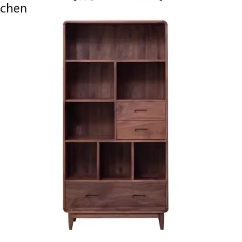 P1  New Chinese Black Walnut Bogu Shelf, Aesthetic Bookcase Display Cabinet Tea Room Cabinet Duobao Pavilion