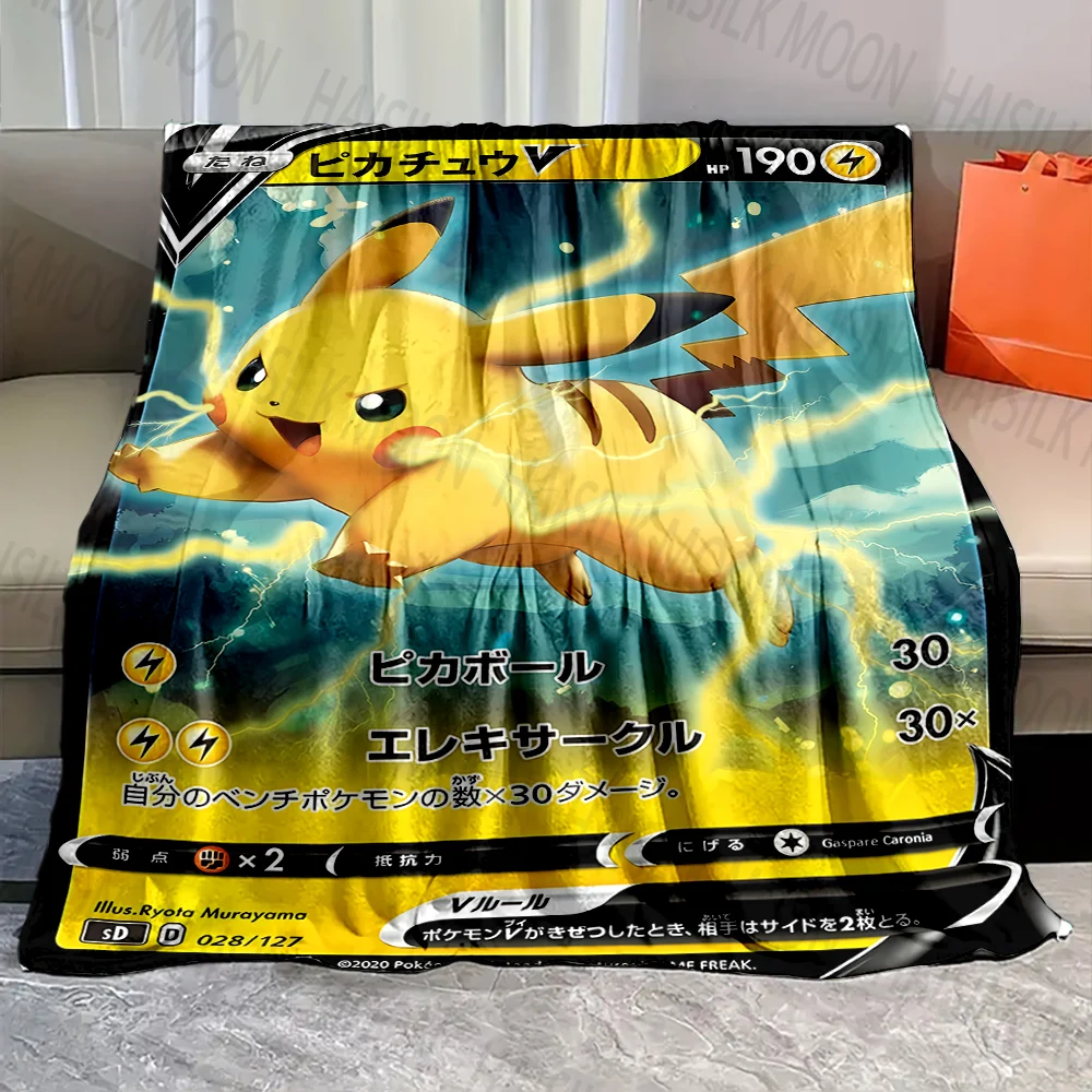 6 Sizes Pokémon Cards Pikachu Printing Blanket Adult Children Warm Blankets Home Travel Soft and Comfortable Blanket for Gifts