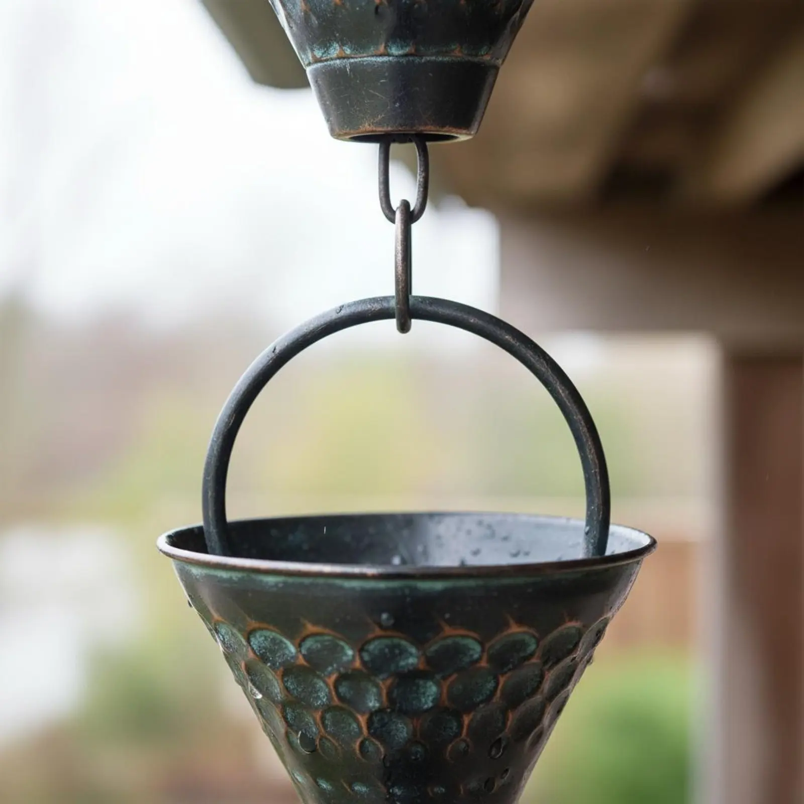 Cup Rain Chain Multi Color Metal Rain Chain Rainwater Catcher Weather Resistant Rustic Finish