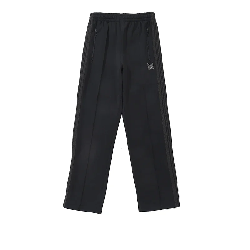 Arrival Classic 1:1 Butterfly Embroidery Black Pants Webbing Track Stripe Trousers Zipper Oversize Men Women Sweatpants