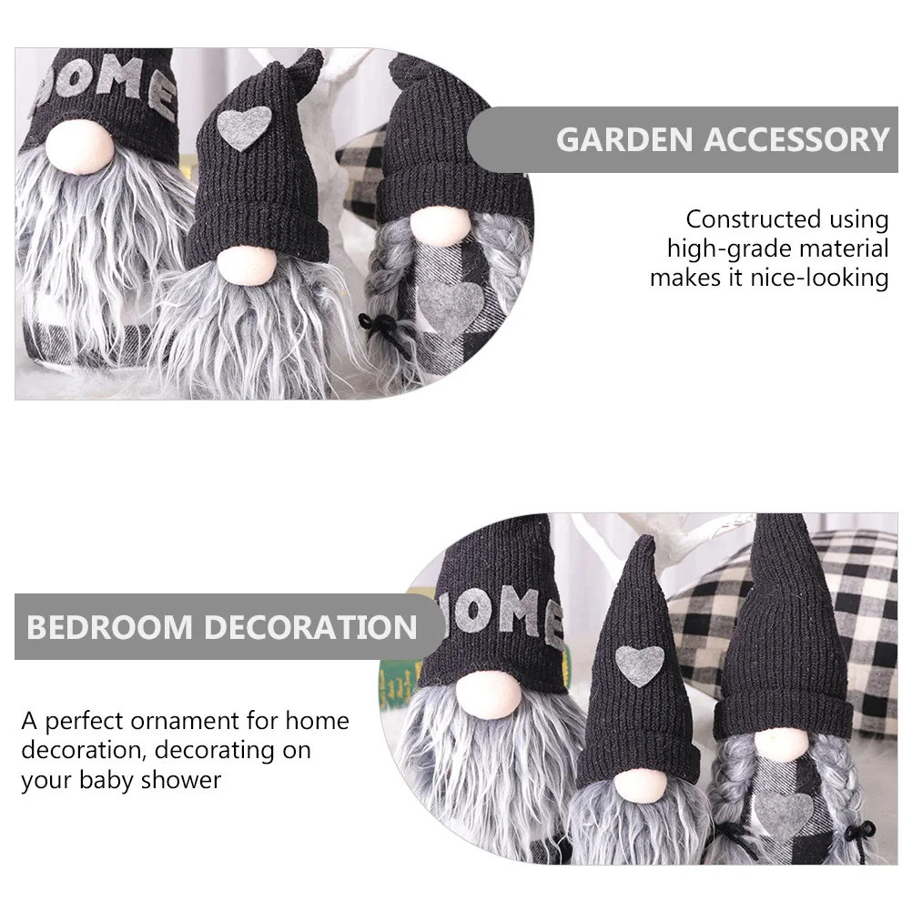 

3 Pcs Ornament Home Decorations Scene Decors Cloth Gnome Craft Indoor Bedroom Family Elder