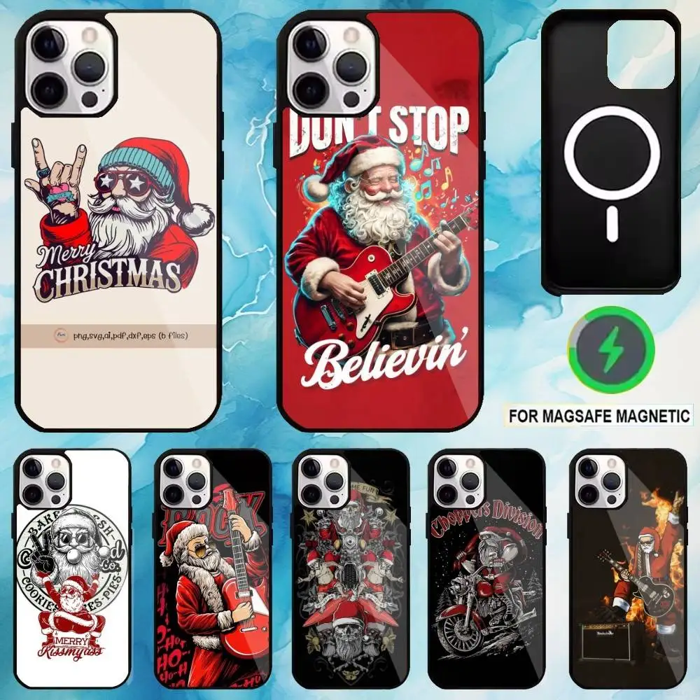 

Punk Santa Claus Phone Case For iPhone17,16,15,14,13,12,11 Plus,Pro Max Magnetic Magsafe Wireless Charging