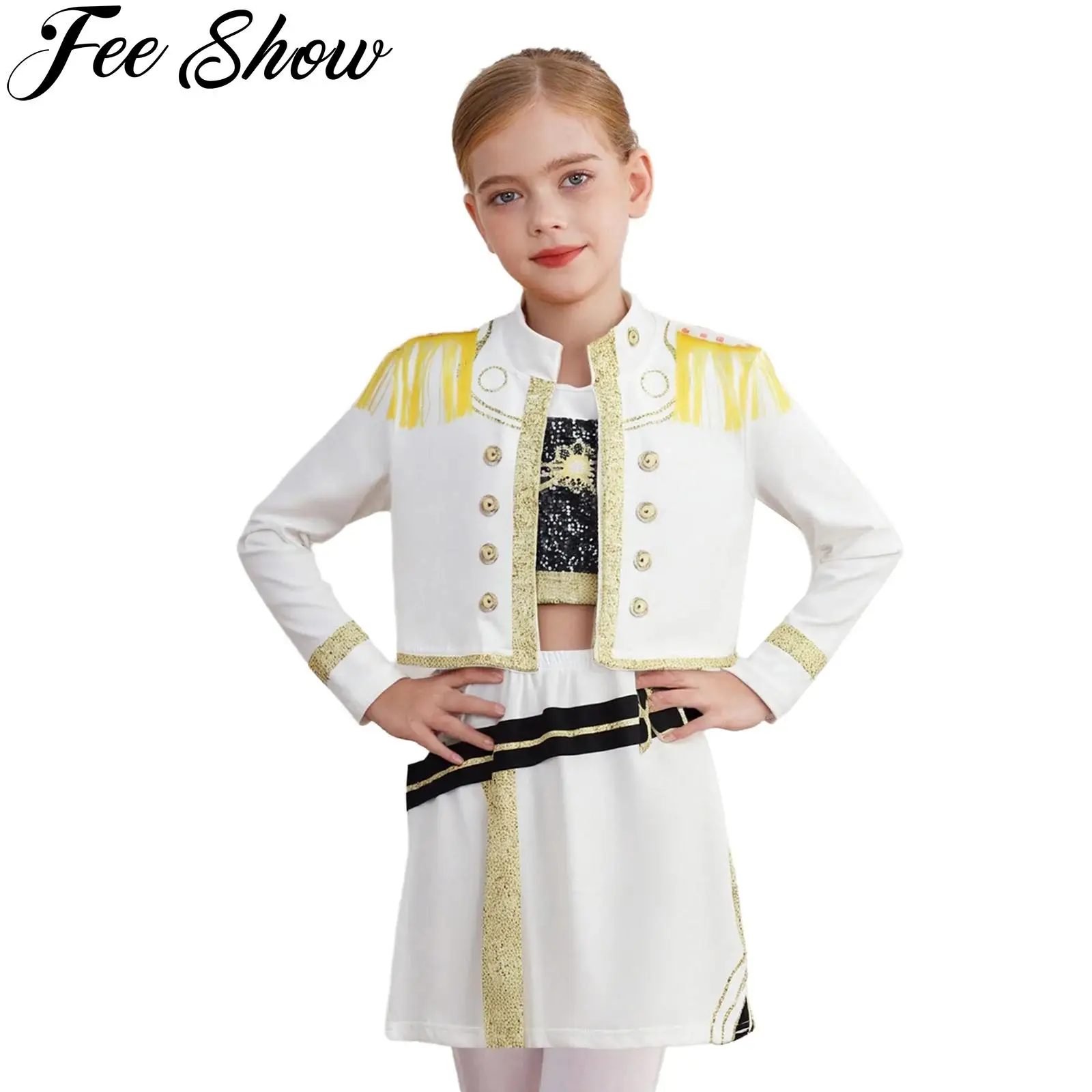 أطفال بنات أنيمي المطربين تأثيري حلي مطبوعة كم طويل الترتر سترة مع سترة تنورة لمرحلة الأداء حفلة الهالوين