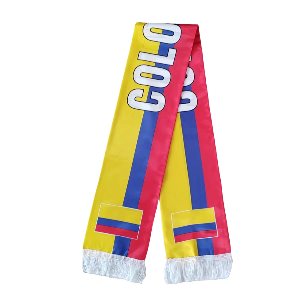 Flagnshow Bufanda con bandera de Colombia 100% teñida con borla