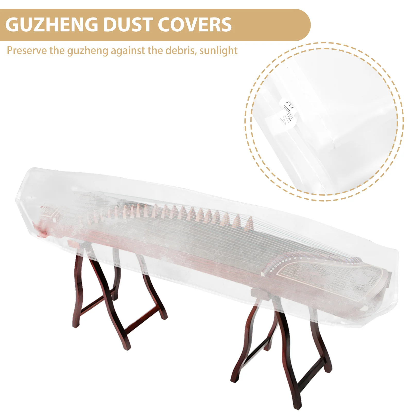 

Guzheng Cover Clear Pvc Universal -String Dust Proof Protective Cover For Zither Instrument Home Practice Decorative