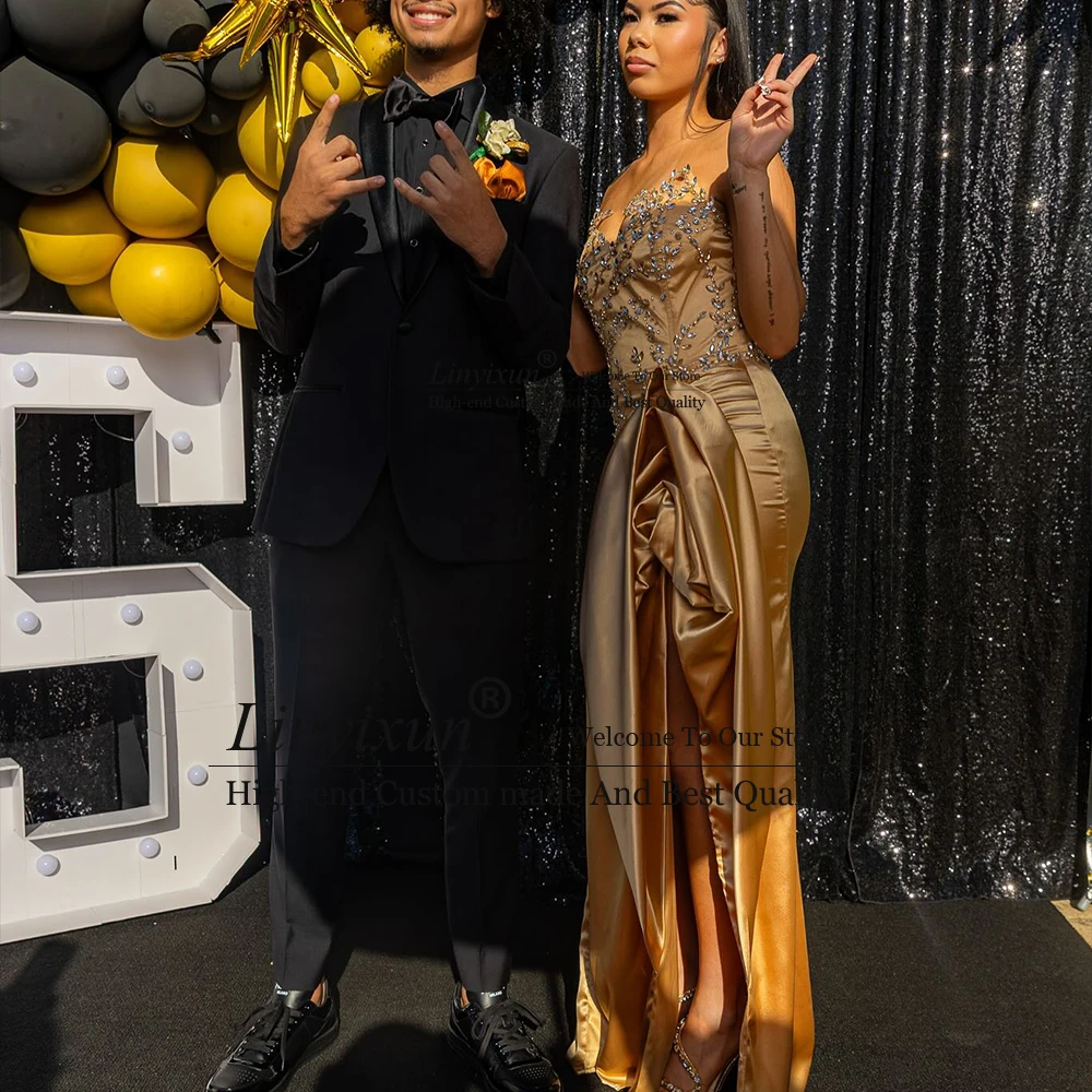 فساتين حفلة موسيقية كلاسيكية من حجر الراين اللامع للنساء بدون حمالات بدون أكمام حورية البحر فساتين حفلات مسائية مخصصة فيستدوس دي سيريمونيا