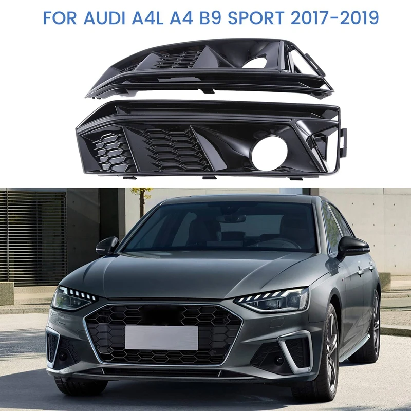 

Fog Light Frame Fog Light Cover Bee Grid Grille Bumper Grille Car Replacement Accessories For A4L A4 B9 Sport 2017-2019