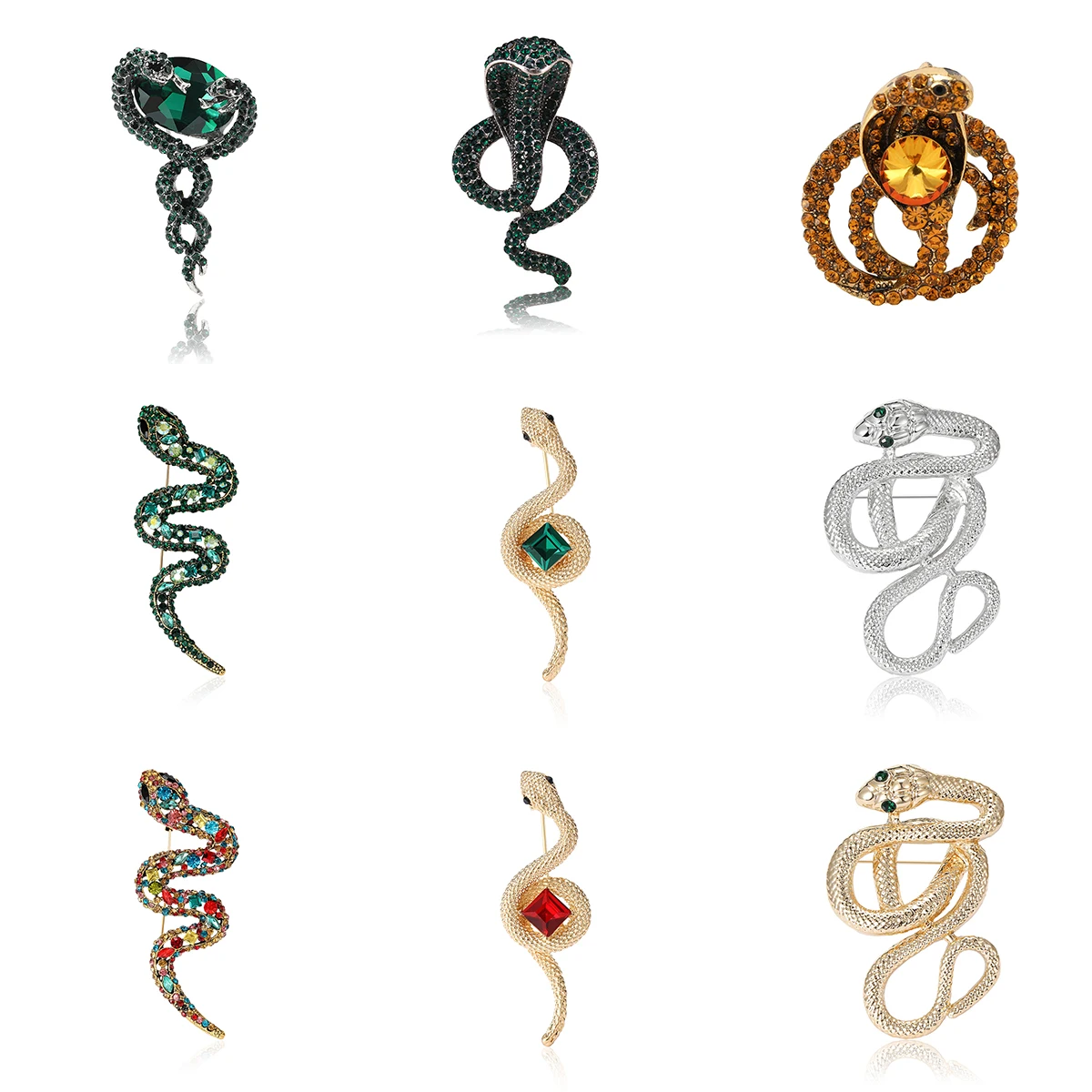 Shining Crystal Snake Brooches for Women Unisex Animal Pins Multi-color Available Casual Party Accessories Gifts