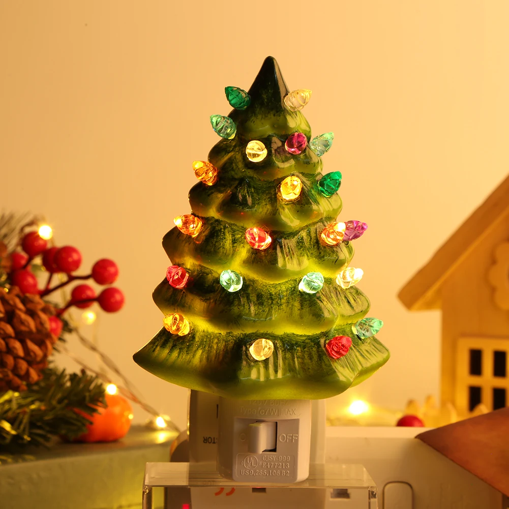 Resin Christmas Night Ligh Multicolor Bulbs with 360 Degree Swivel Plug with ON/Off Switch for Bedroom Bathroom Living Room