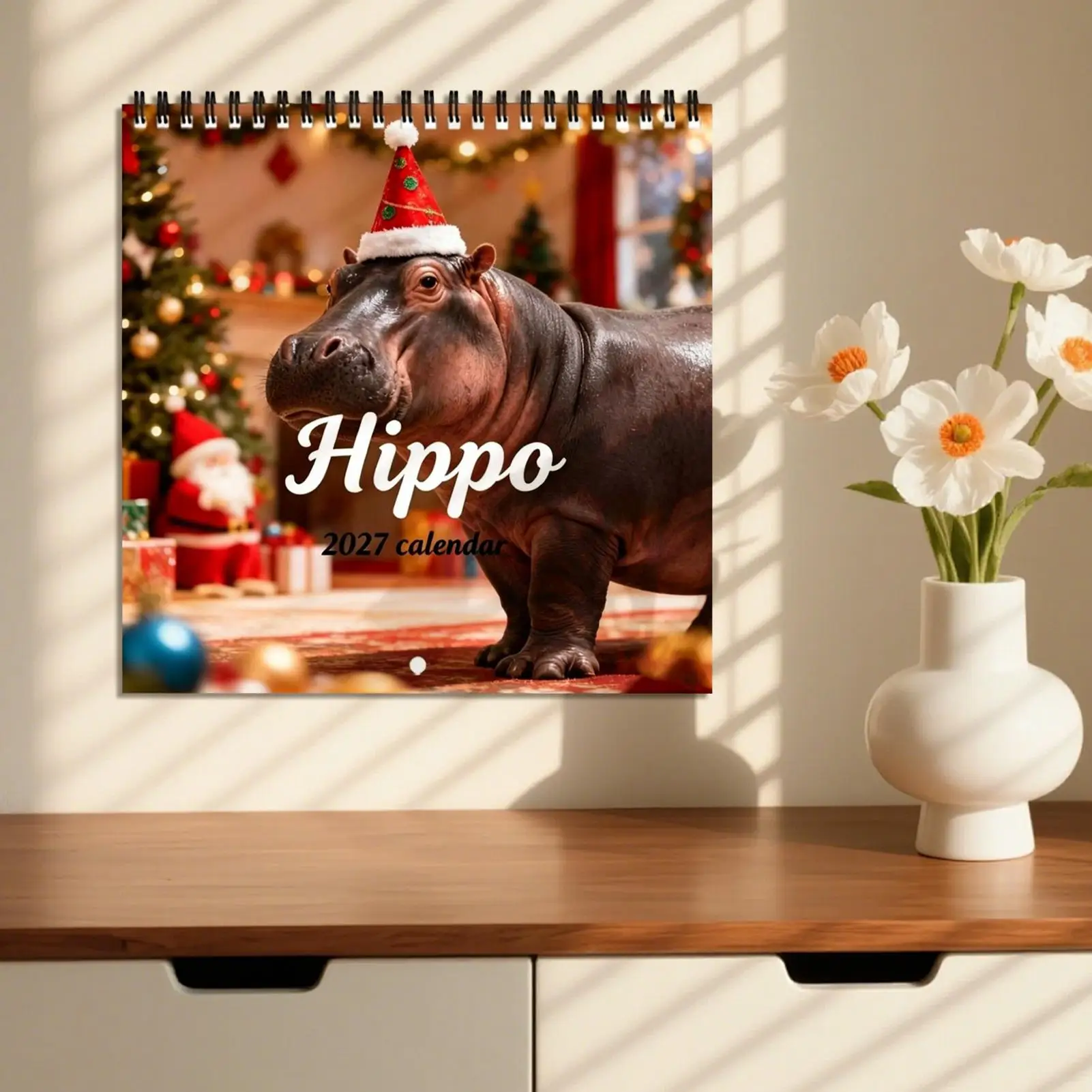 2027 Calendar Wall Creative Decorative Funny Hippo Planner 12 Month Monthly Calendar Planner For Home Apartment Office School