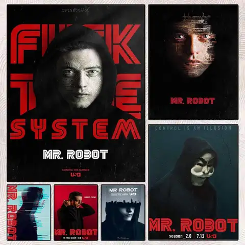 Mr Robot Hacker Drama Poster Modern Minimalist Wall Art Prints Poster Home Decor Interior Bedroom Living Room