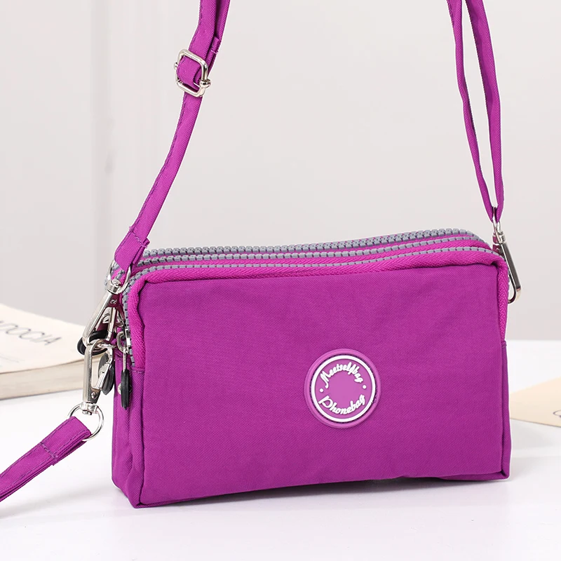 

Новая мужская сумка на одно плечо из чистого цветного нейлона, большая вместительная трехслойная сумка на молнии для мобильного телефона, портативная сумка для хранения ключей