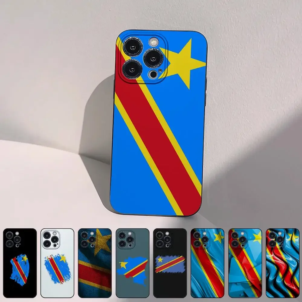 Congo Flag Mobile Phone Cases for iPhone 15 14 13 Pro Max 11 12 Mini X Xs XR Se 2022 Silicone Soft Shell