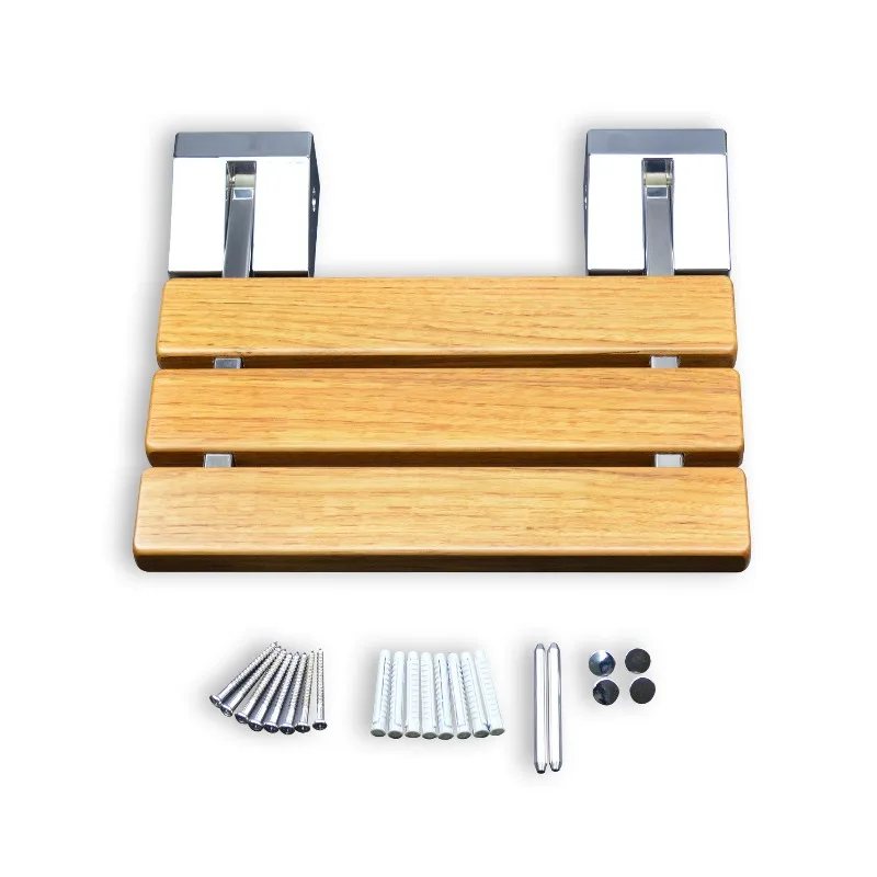 Wooden Retractable Shower Bathroom Chair Folding Senior Stool Bench With Fixed Bathroom Seat