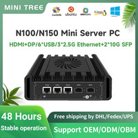 Industrial Mini PC Intel N100 Quad-Core DDR5 Dual 10G SFP+ 3x2.5G Ports Dual 4K NAS/Router Solution SIM Slot/WiFi 6 Support