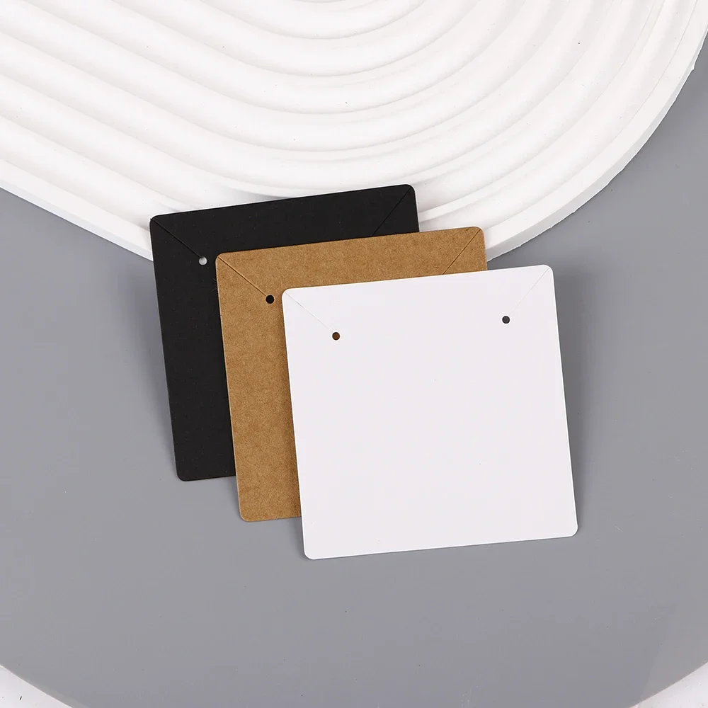 33Types Each 50Pcs 5x5cm Square Earring Jewelry Display Kraft Paper Card Label Wholesale Packaging New Pattern Business Supplier