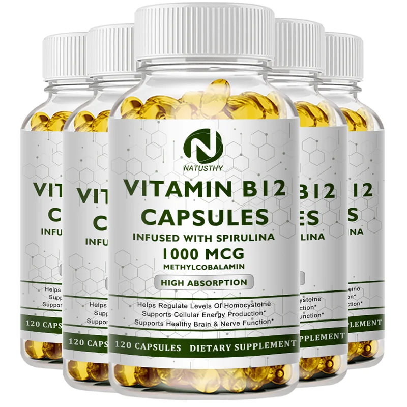 1000mcg Vitamin B12 Capsules With Organic Spirulina - Immune Nervous System - Support Mental Clarity - Energy Metabolism Support