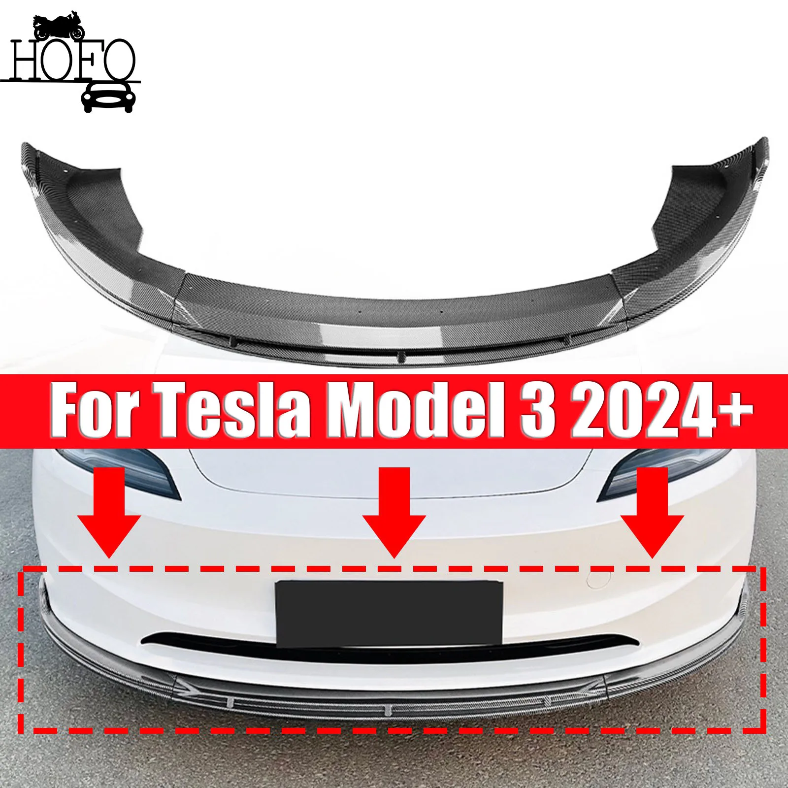 

Car Front Bumper Lip Body Kit Spoiler Canard Splitter Diffuser For Tesla Model 3 2024+