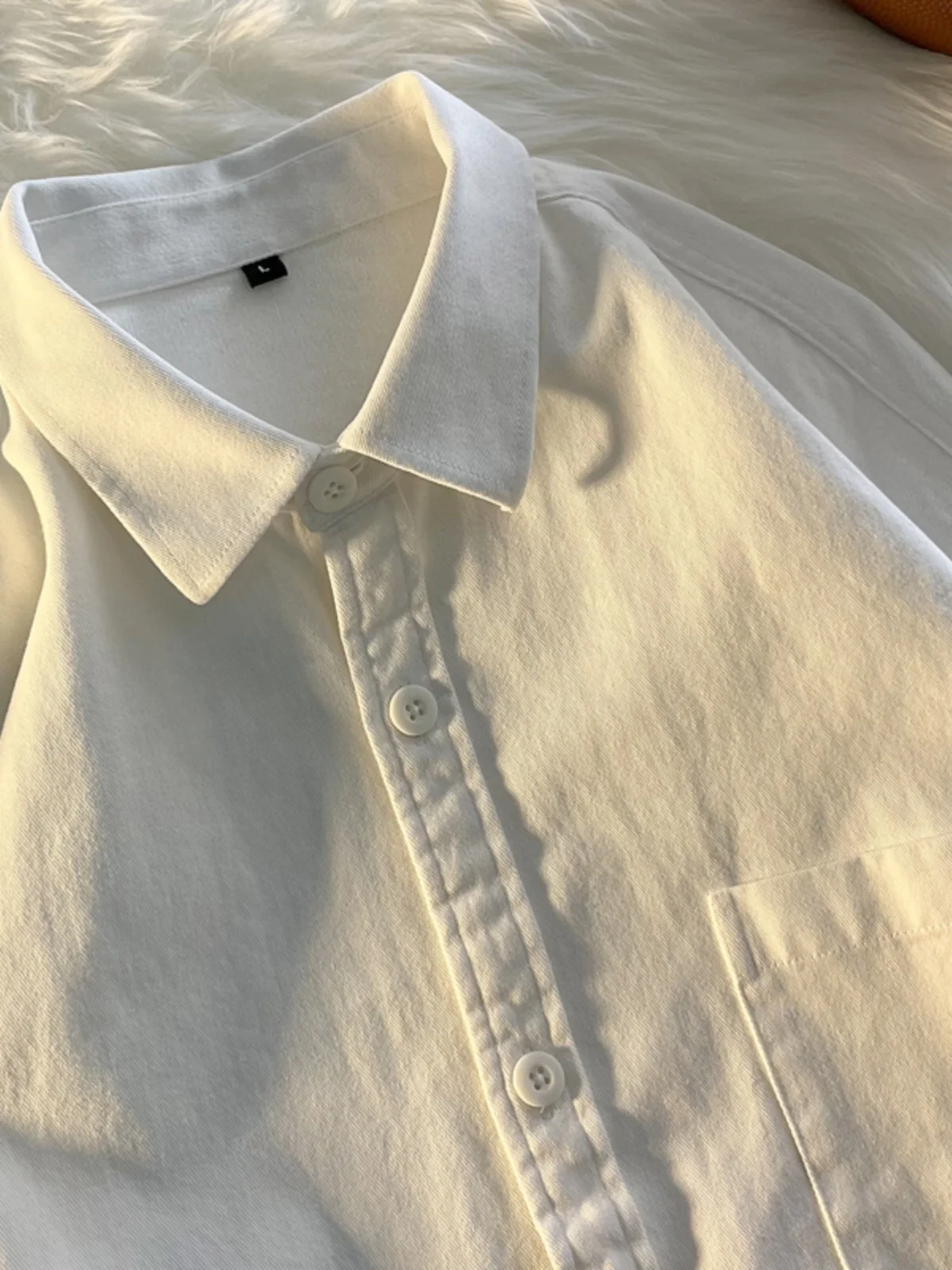 

Cleanfit Premium White Long Sve Мужская модная внутренняя одежда повседневная свободная посадка весна осень молодежная деталь на пуговицах Faion