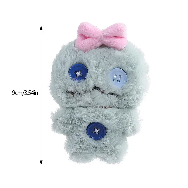 카툰 플러시 리본 인형 장난감 키체인 가방 펜던트 버튼 포함 DIY 선물 키체인 펜던트 귀여운 달콤한 플러시 인형 장식품