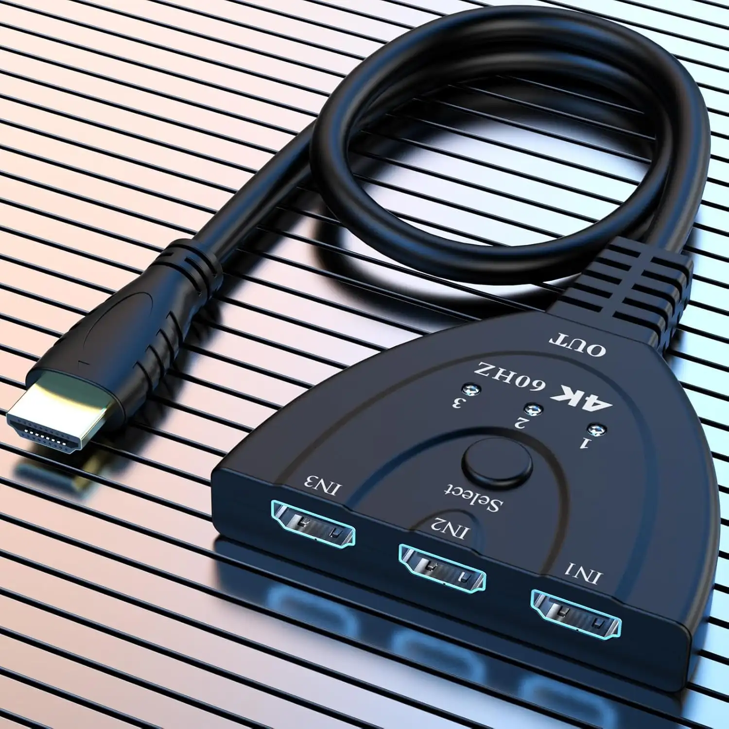 4K @ 60 هرتز HDTV Switch 3 في 1 HDTV Switcher KVM Splitter 3 Input 1 Output Port Hub لأجهزة Xbox، PS5، PC