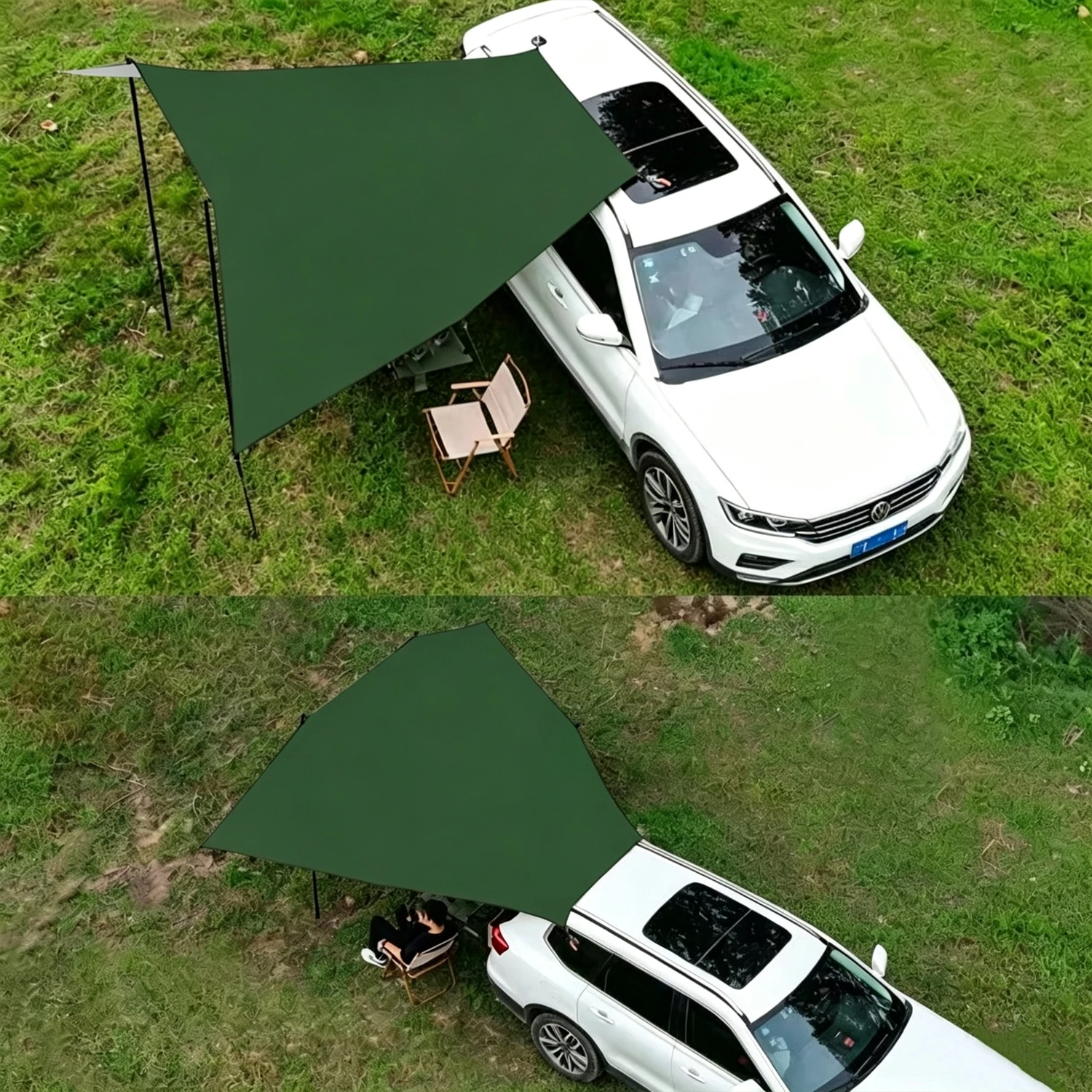 Outdoor-Zelt, Fledermausförmige SUV-Box-Abdeckung, Auto-Seitenzelt, Versilbert, Camping-UV-Zelt, Camping-Privatzelt – Detail 2