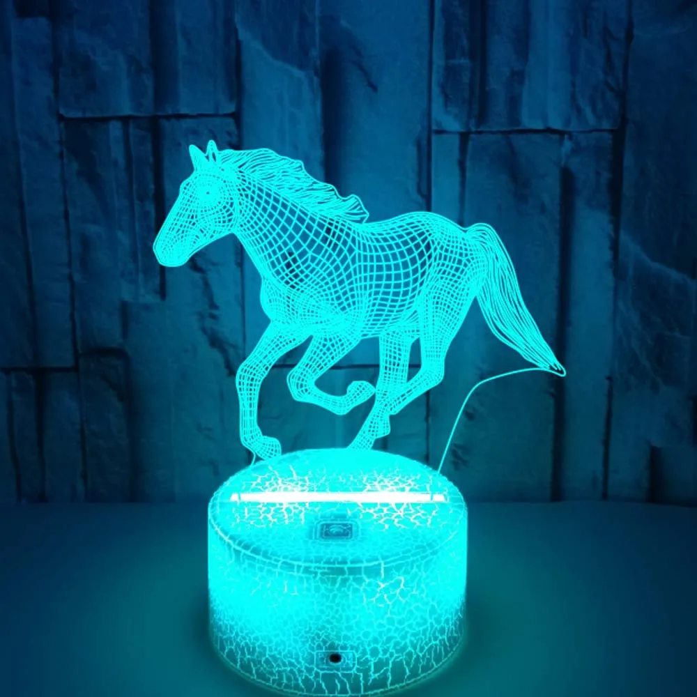 3d Illusie Lamp Led Kinder Nachtlampje Voor Slaapkamer Decoratie Paard Tafellamp Kerstcadeaus Nachtlampje Kind Nachtlampje