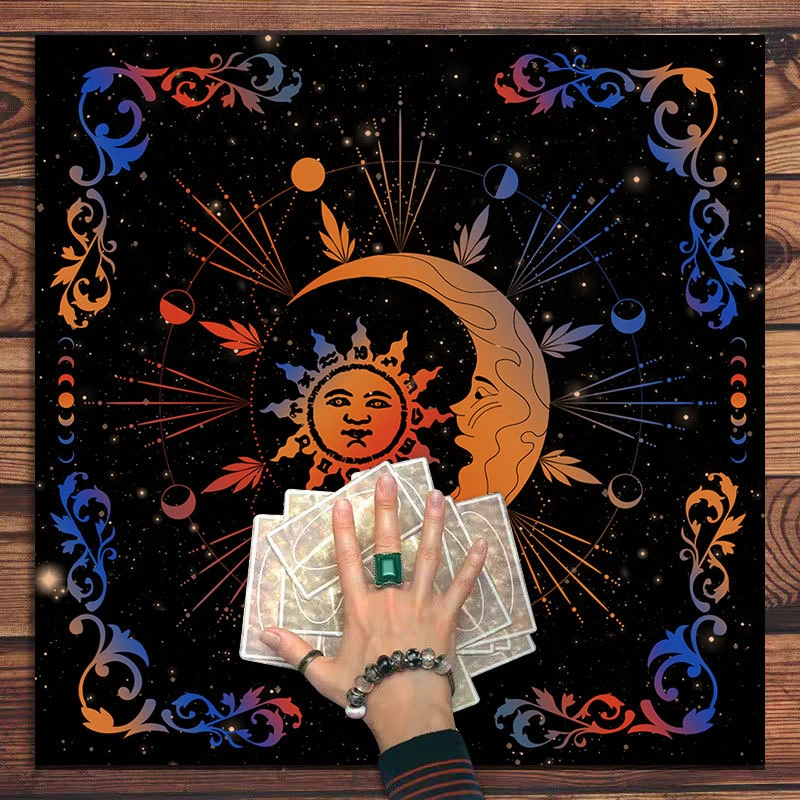 Sun Moon Phases Tarot Altar Cloth Divination Spread Mat Witchcraft Astrology Wiccan Home Decor