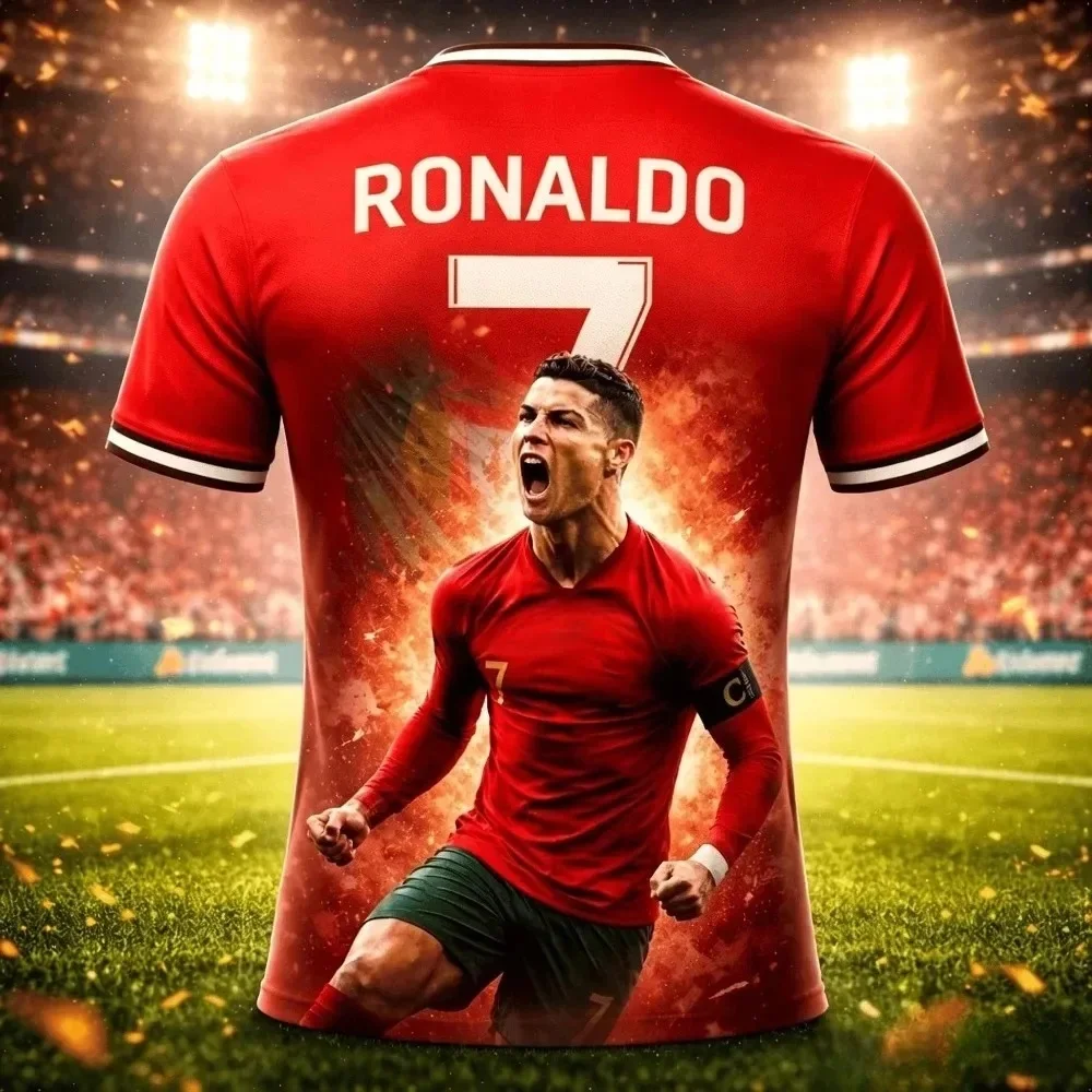 2026 Summer Retro Red Shirt 3D Printout Men's and Women's Breathable Fast Football Jersey T-shirt Outdoor Club Clothing Y2k
