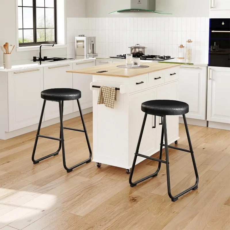 Barhocker 2er-Set, 26,8" Barstühle mit Fußpolstern,