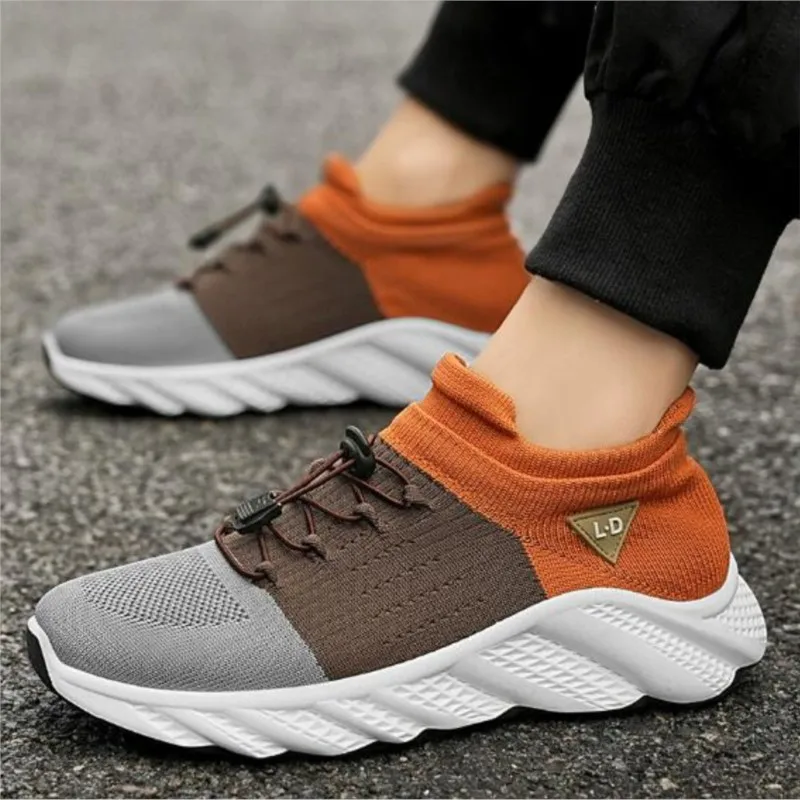 Size 39-46 Black Sneakers for Men Lightweight Cushioned Mesh Sock Support Breathable Fabic Lining Comfortable Running Shoes