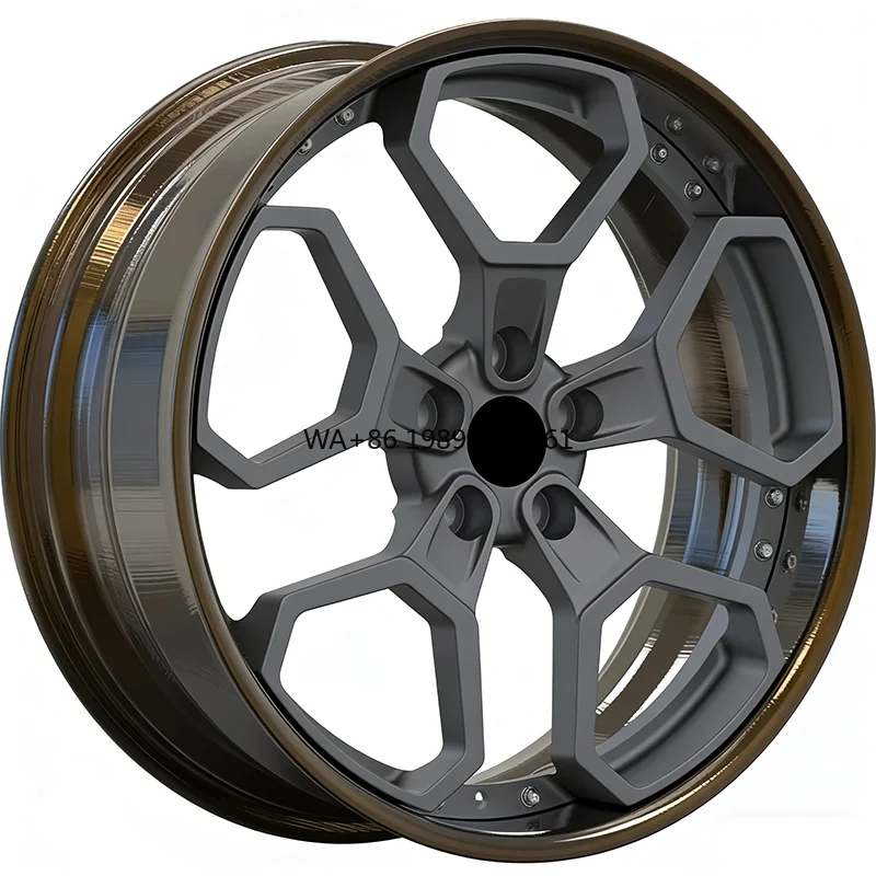 

for 2-Piece Forged 5-Spoke Mesh Design 6061-T6 Alloy Wheel Custom Rivet 18-20 Inch 5x112 Black Luxury high-end customization