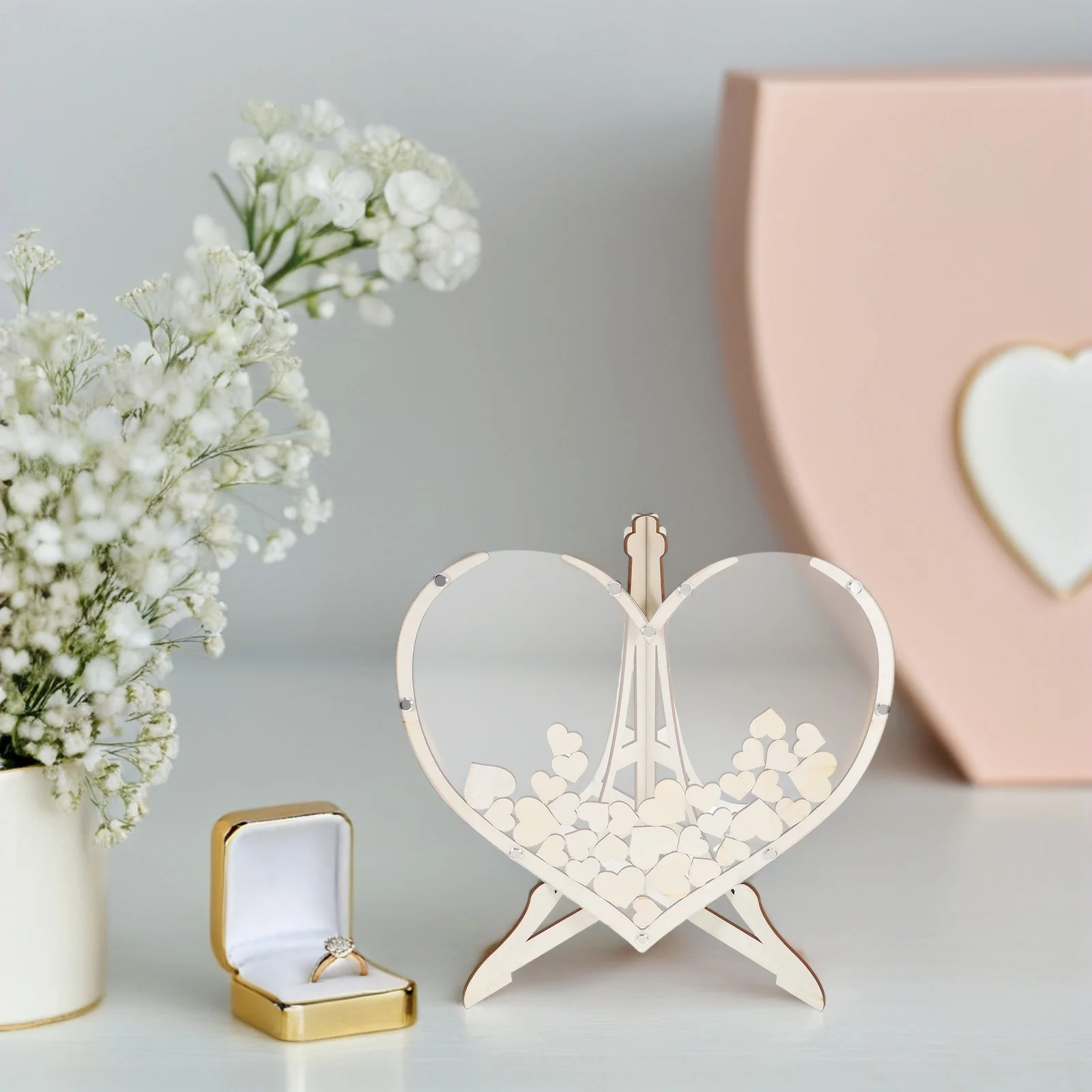 Rustic Wedding Guest Book Wooden Heart Drop Box Keepsake Storage Blank Hearts Special Occasions Guest Drop Box