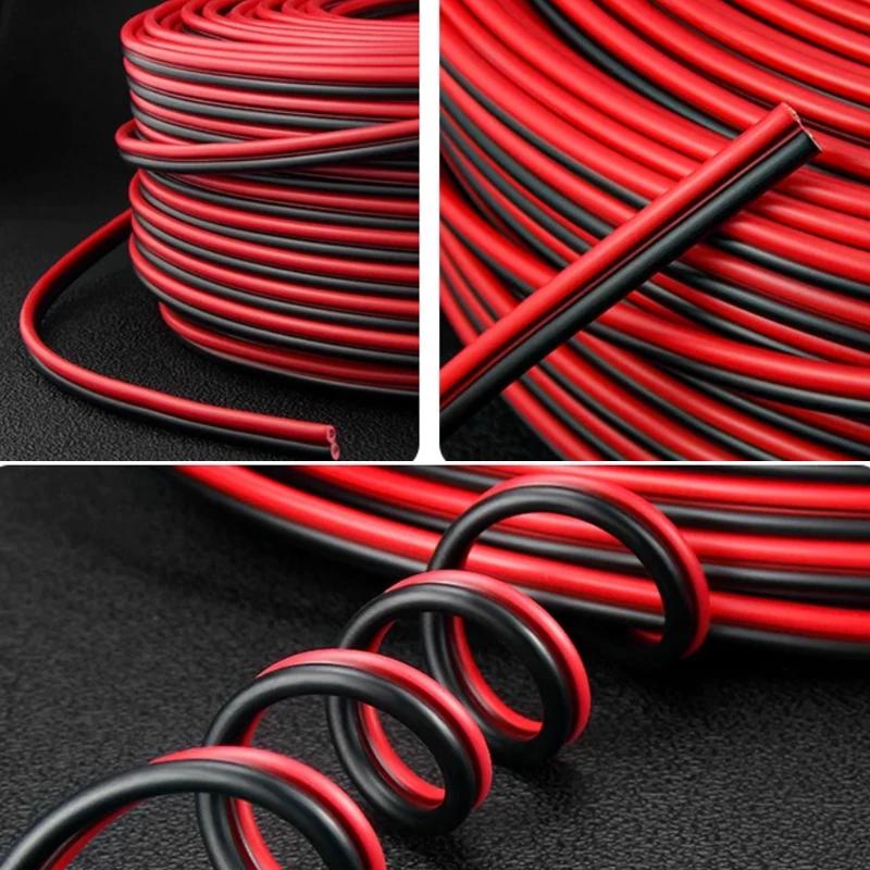 5/10m red black dual-color parallel copper wire soft wire parallel line 2-core signal monitoring wire automotive power wire